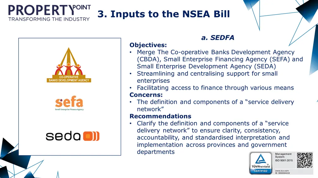 3 inputs to the nsea bill