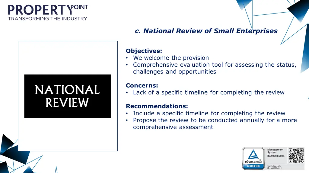 c national review of small enterprises