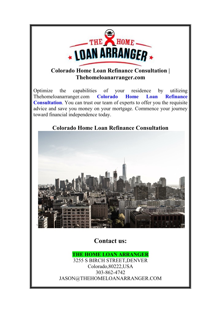 colorado home loan refinance consultation