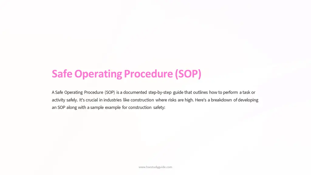 safe operating procedure sop 1