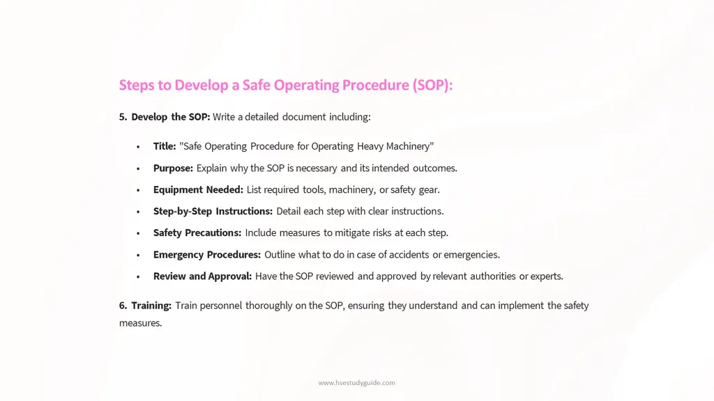 steps to develop a safe operating procedure sop