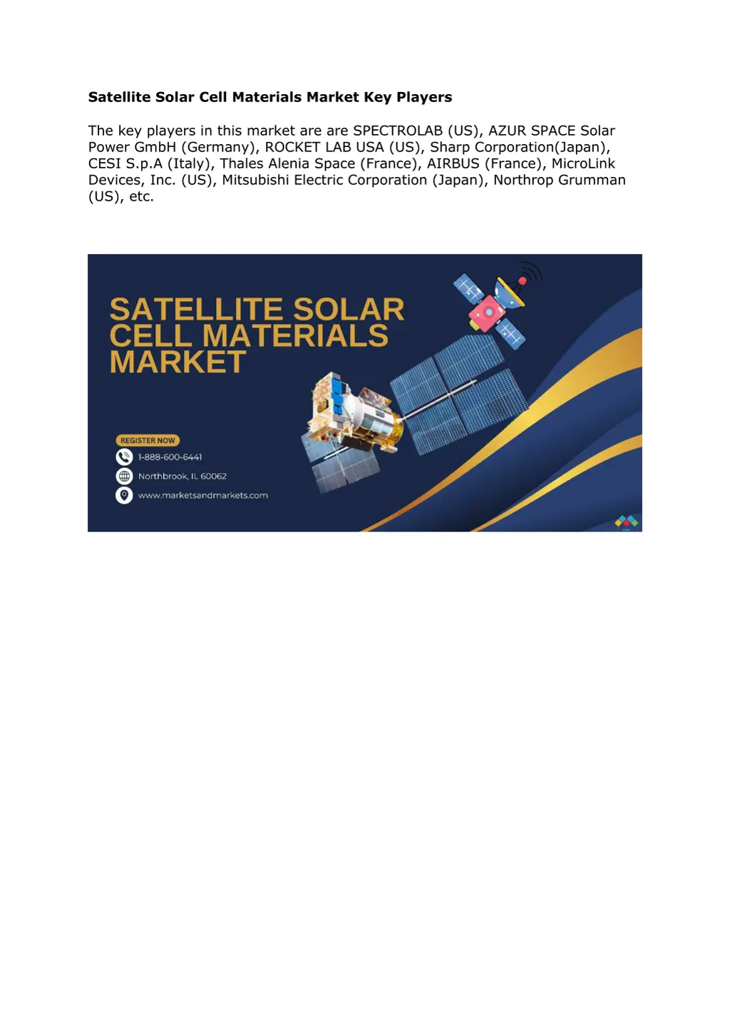 satellite solar cell materials market key players