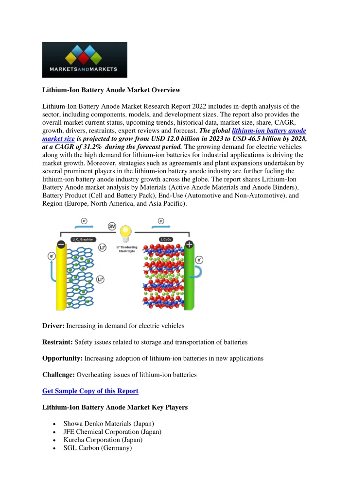 lithium ion battery anode market overview