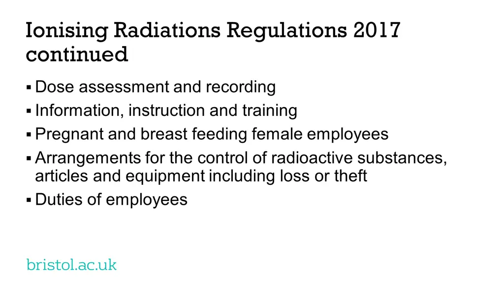 ionising radiations regulations 2017 continued