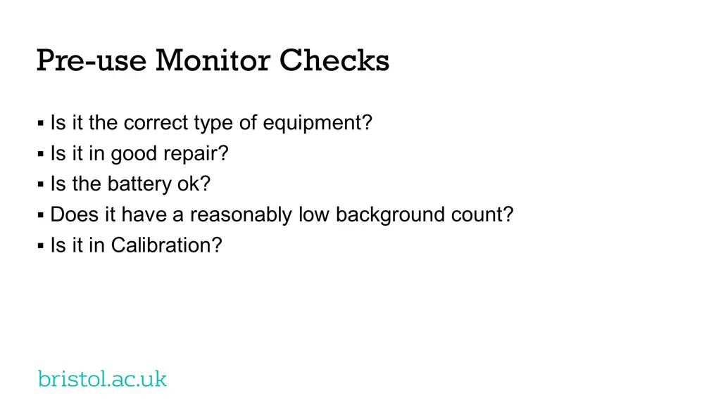 pre use monitor checks