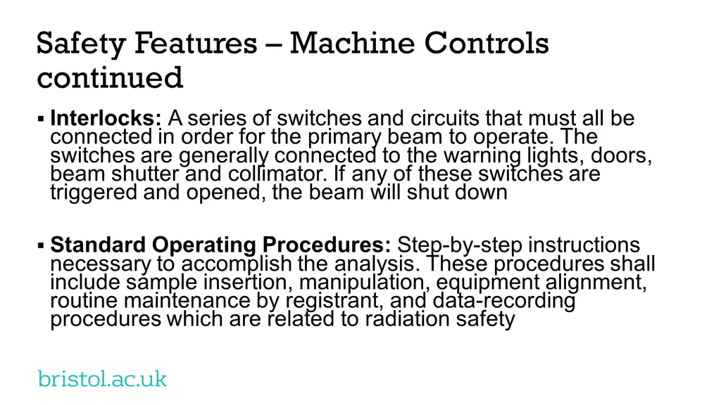 safety features machine controls continued