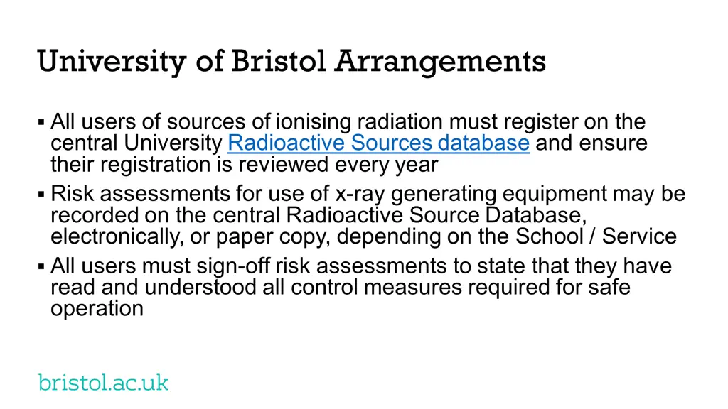 university of bristol arrangements