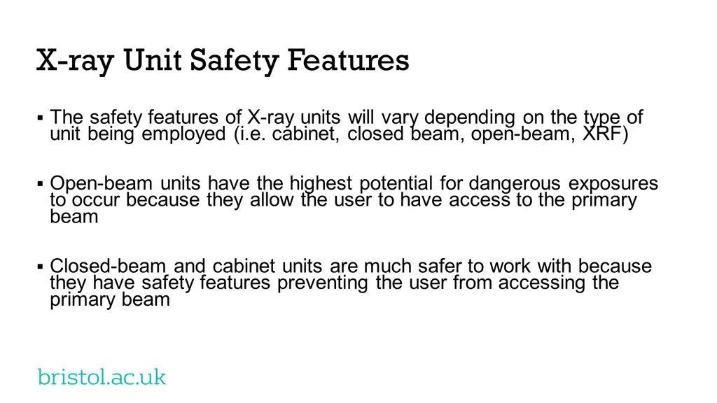 x ray unit safety features