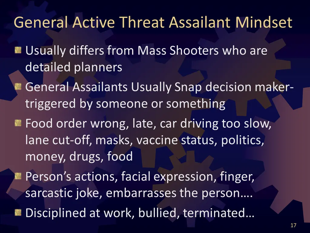 general active threat assailant mindset