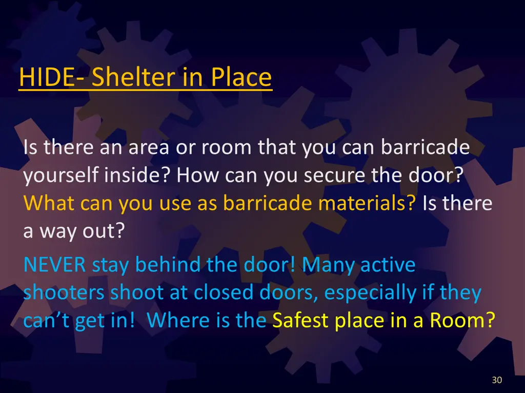 hide shelter in place