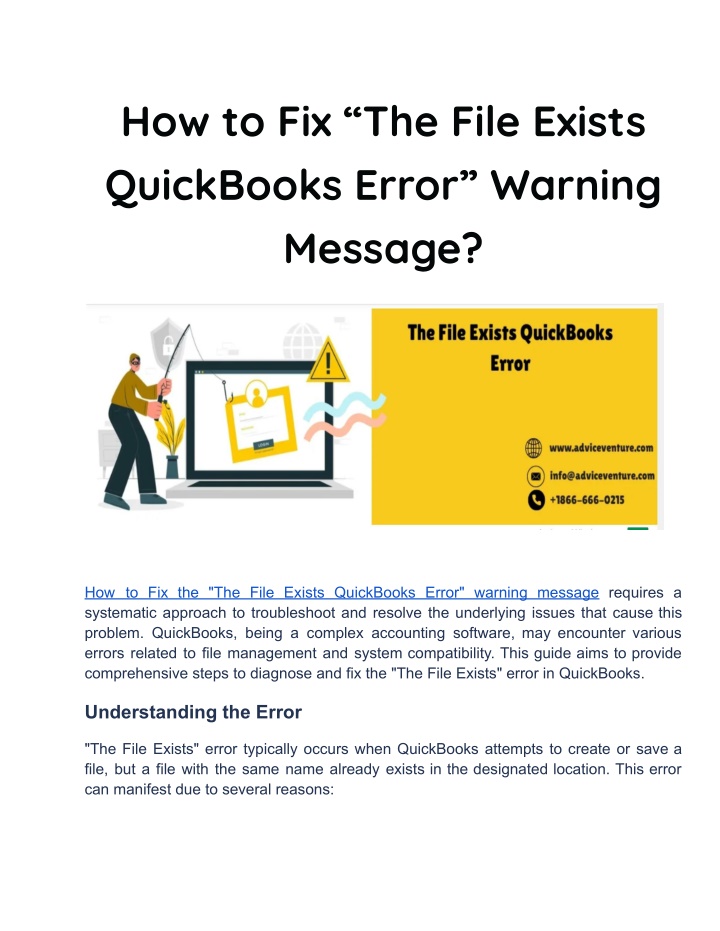 how to fix the file exists quickbooks error