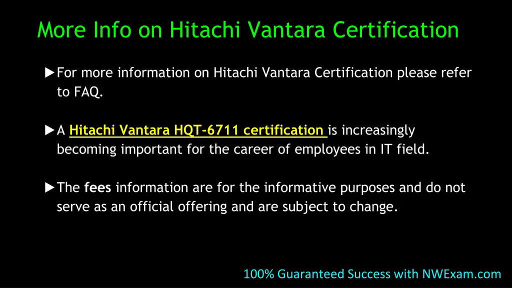 more info on hitachi vantara certification