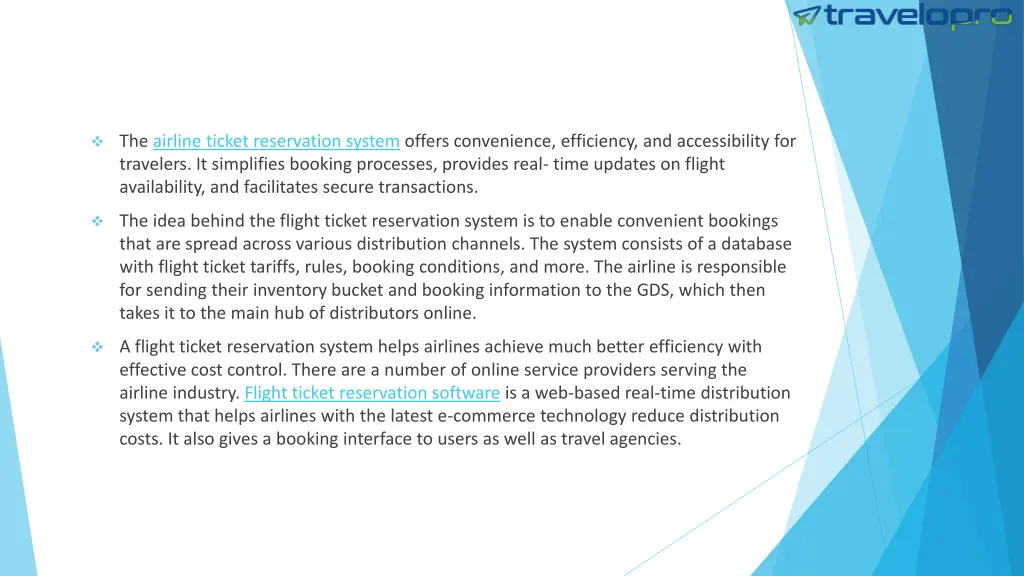 the airline ticket reservation system offers