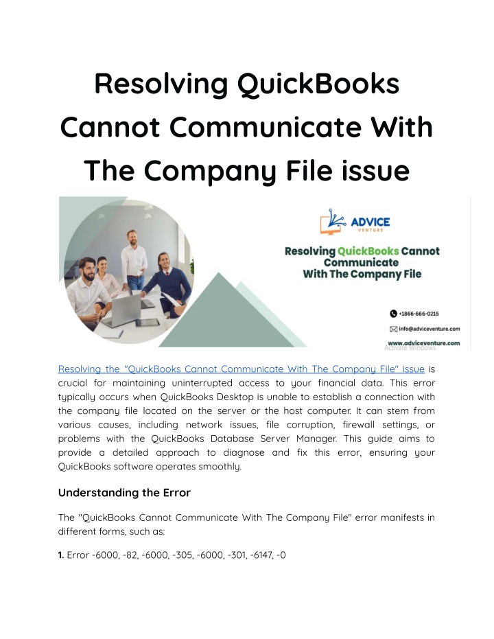 resolving quickbooks cannot communicate with