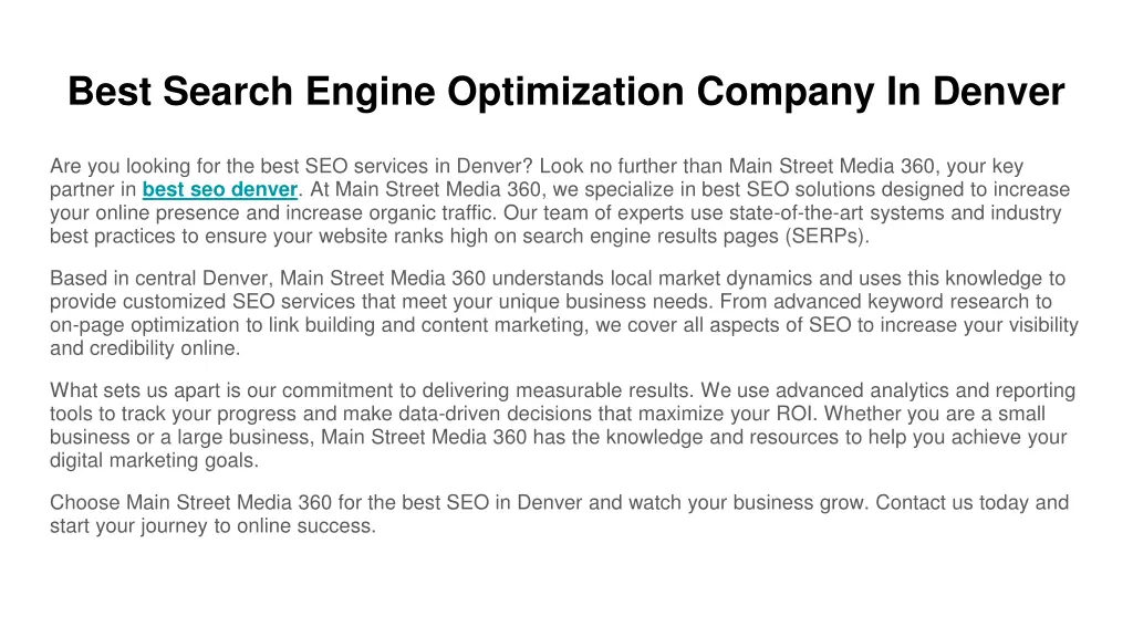 best search engine optimization company in denver