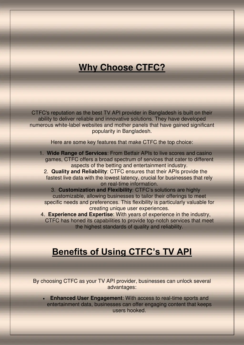 why choose ctfc