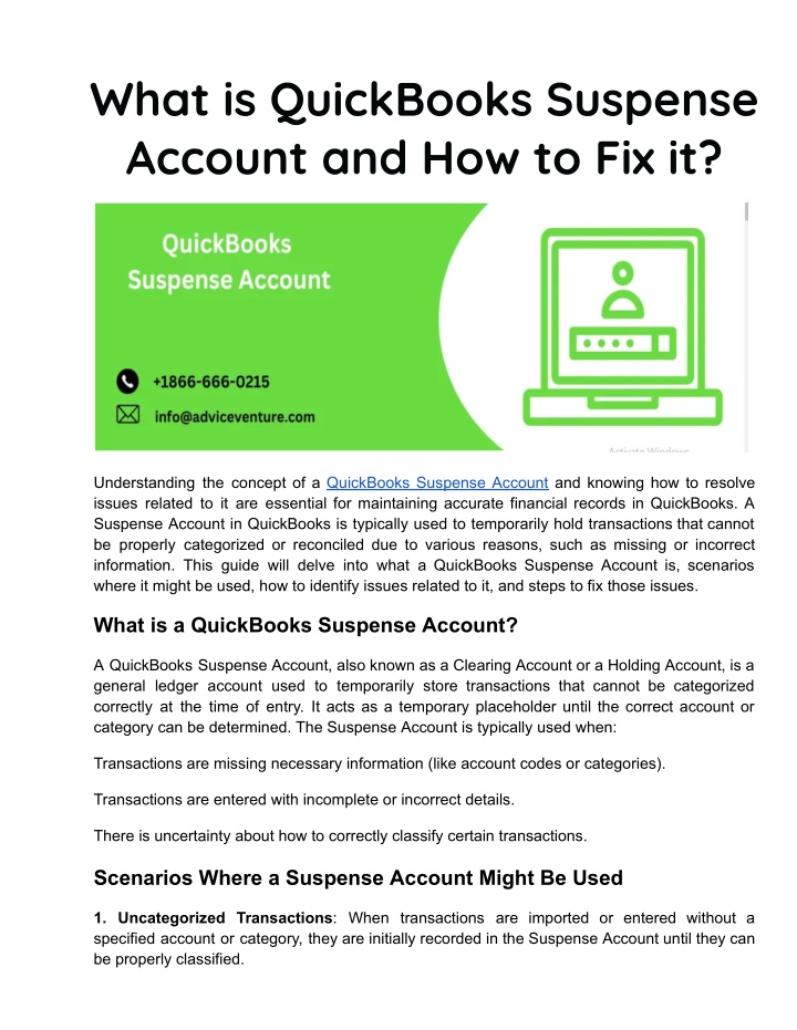 what is quickbooks suspense account