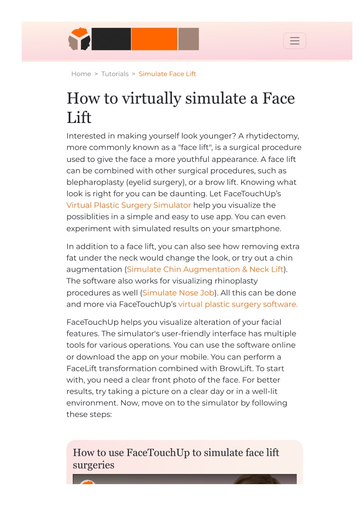 home tutorials simulate face lift