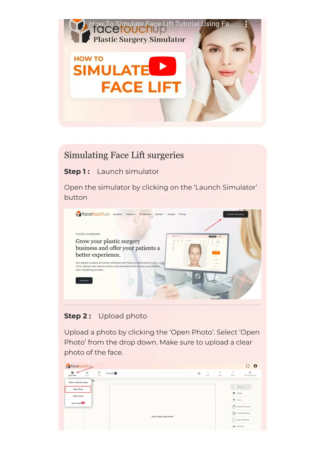 how to simulate face lift tutorial using