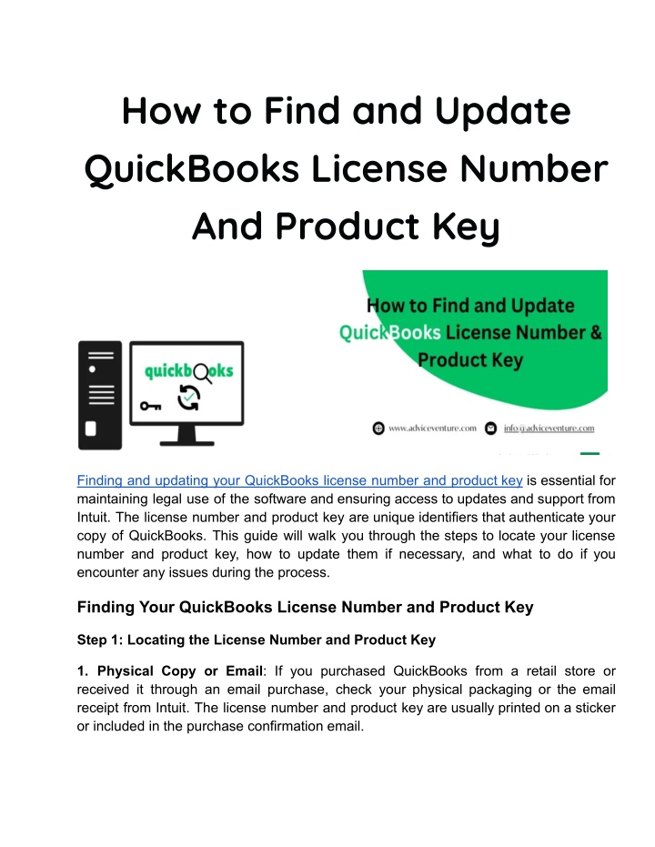 how to find and update quickbooks license number