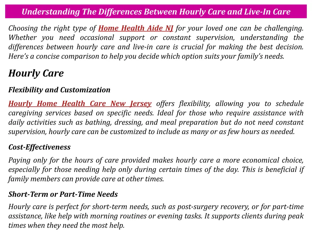 understanding the differences between hourly care