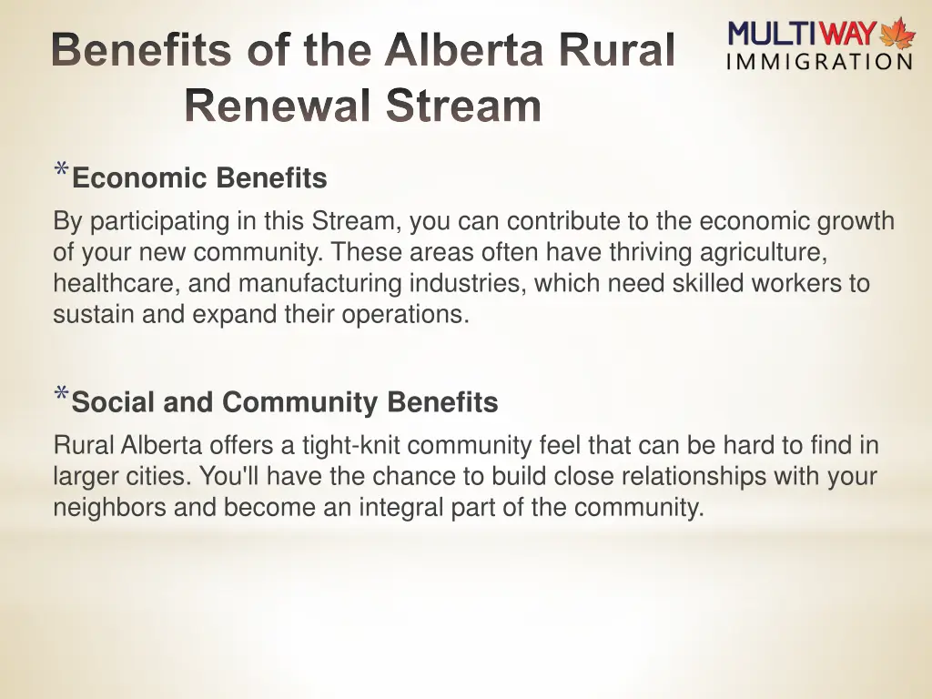 benefits of the alberta rural renewal stream