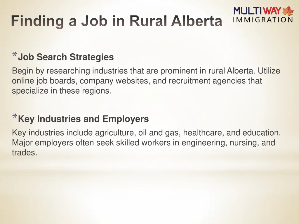 finding a job in rural alberta