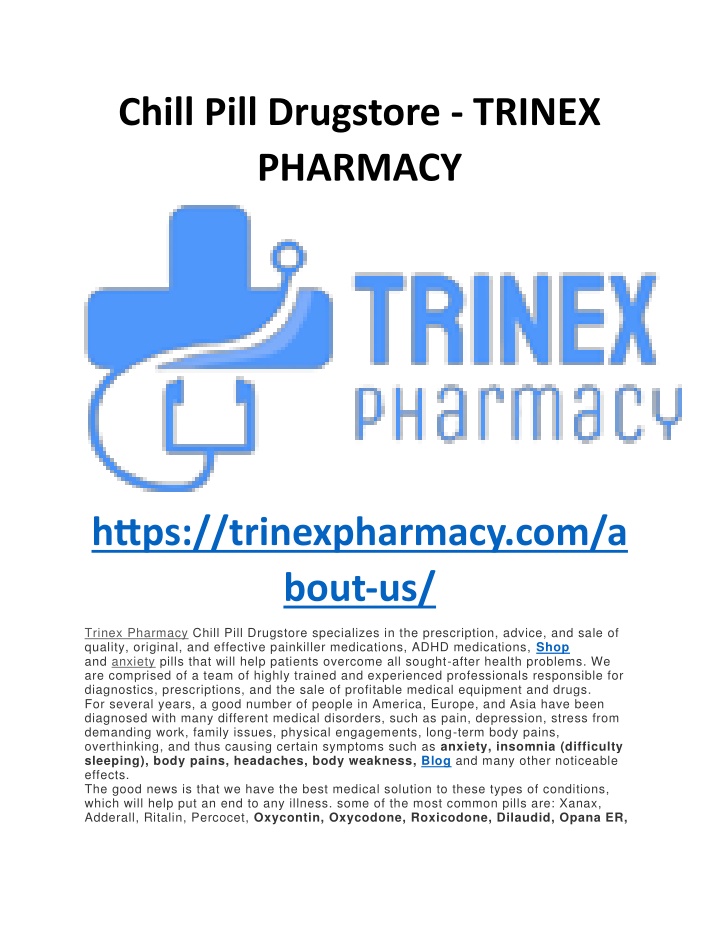 chill pill drugstore trinex pharmacy