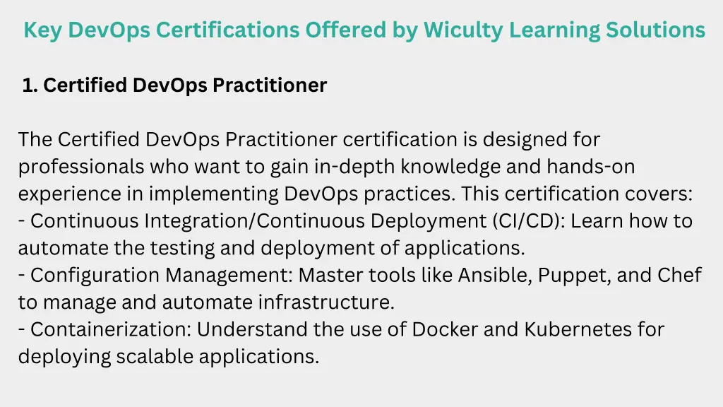 key devops certifications offered by wiculty