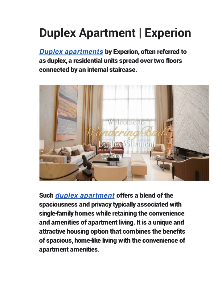 duplex apartment experion