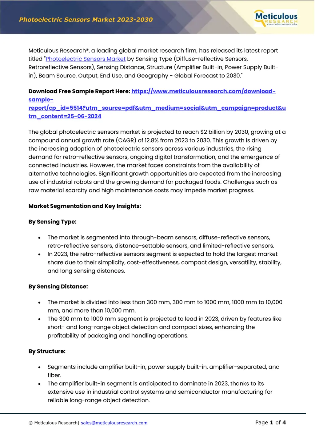 photoelectric sensors market 202 3 203 0