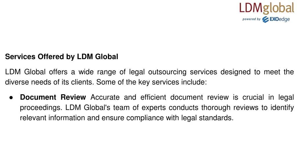 services offered by ldm global