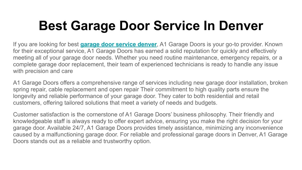 best garage door service in denver