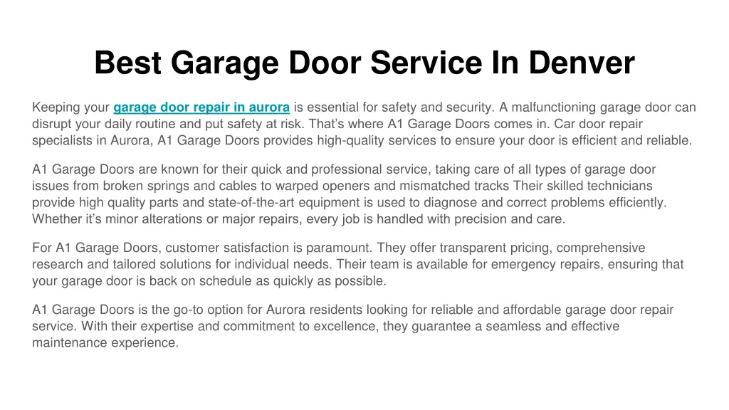 best garage door service in denver