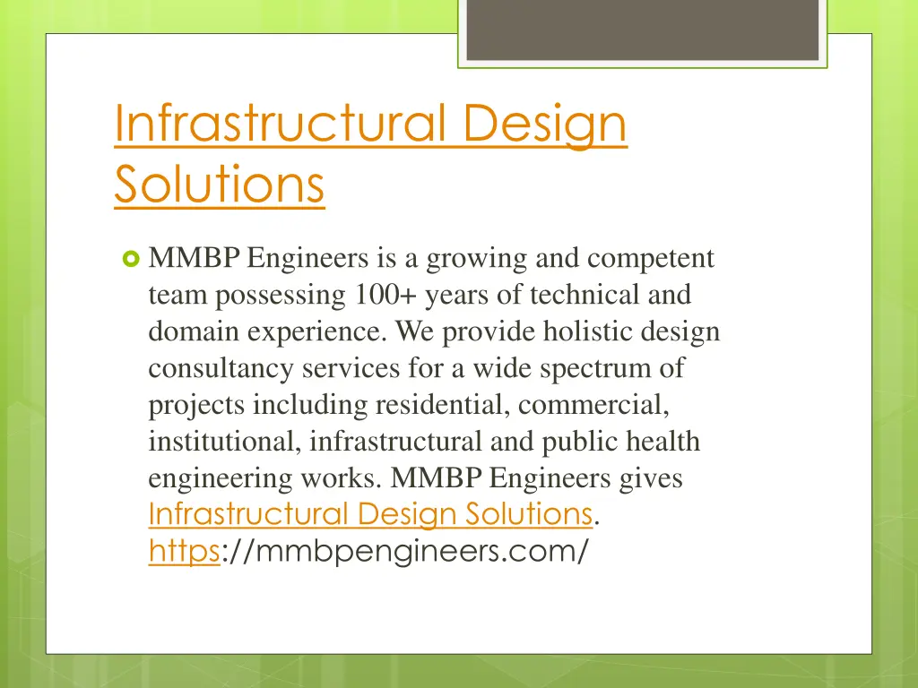 infrastructural design solutions