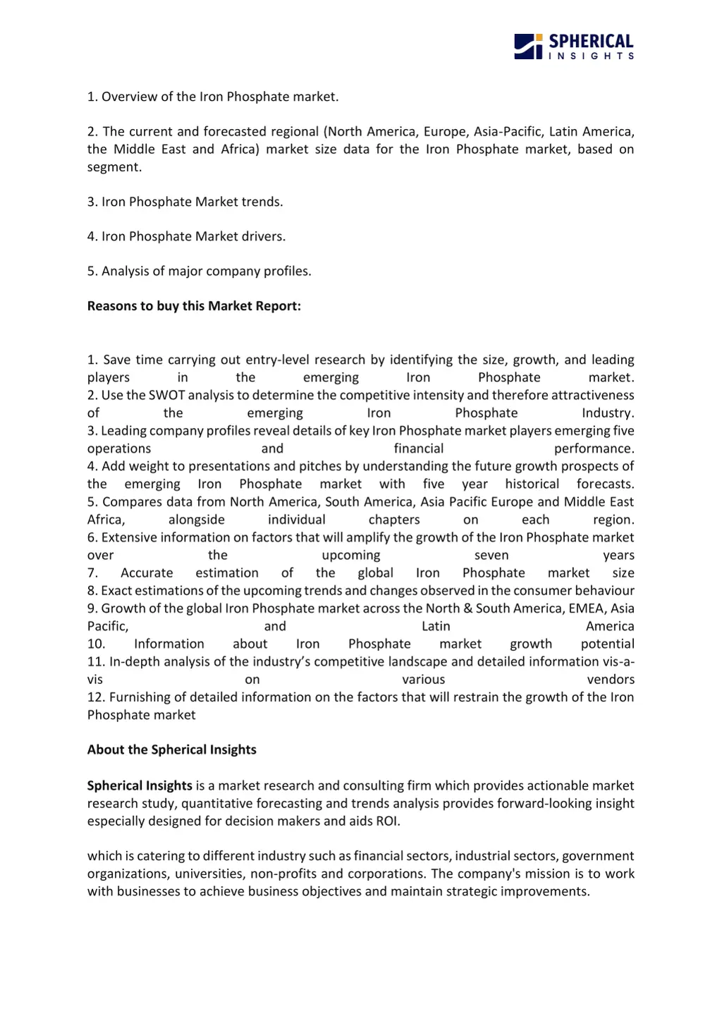 1 overview of the iron phosphate market