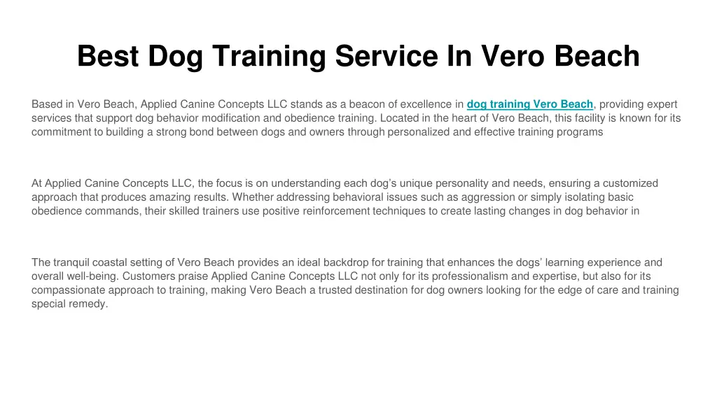 best dog training service in vero beach