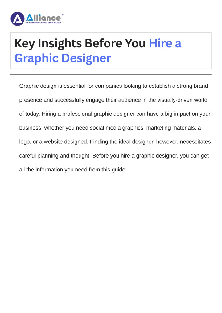 key insights before you hire a graphic designer