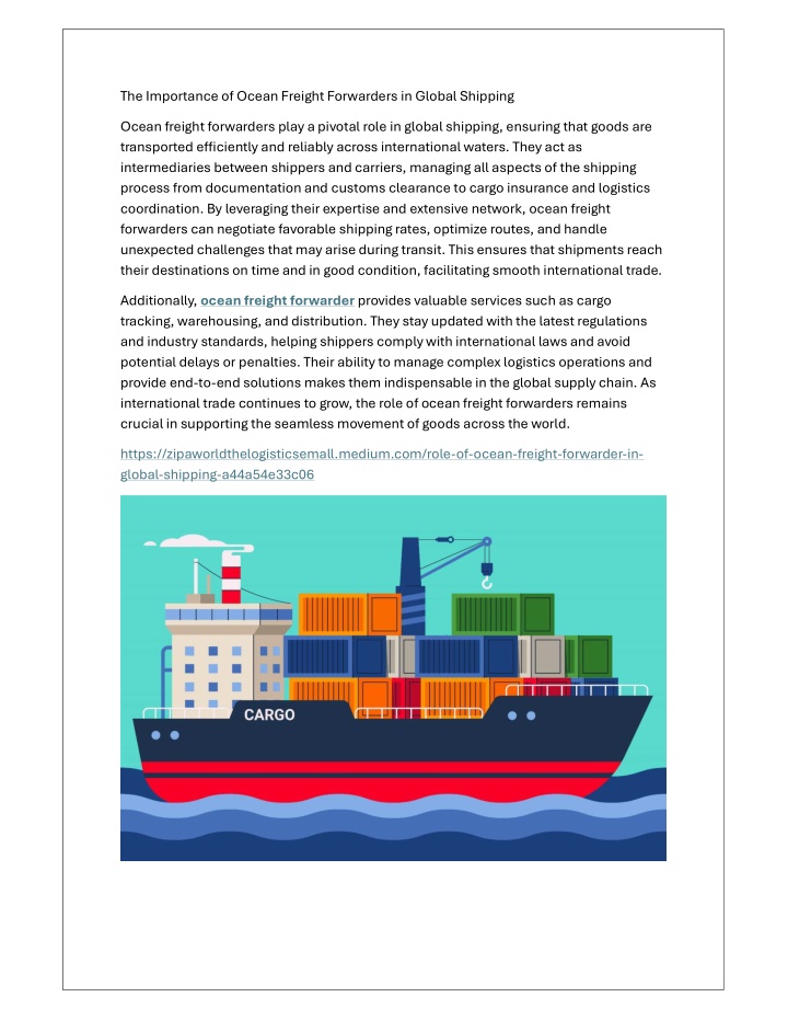 the importance of ocean freight forwarders