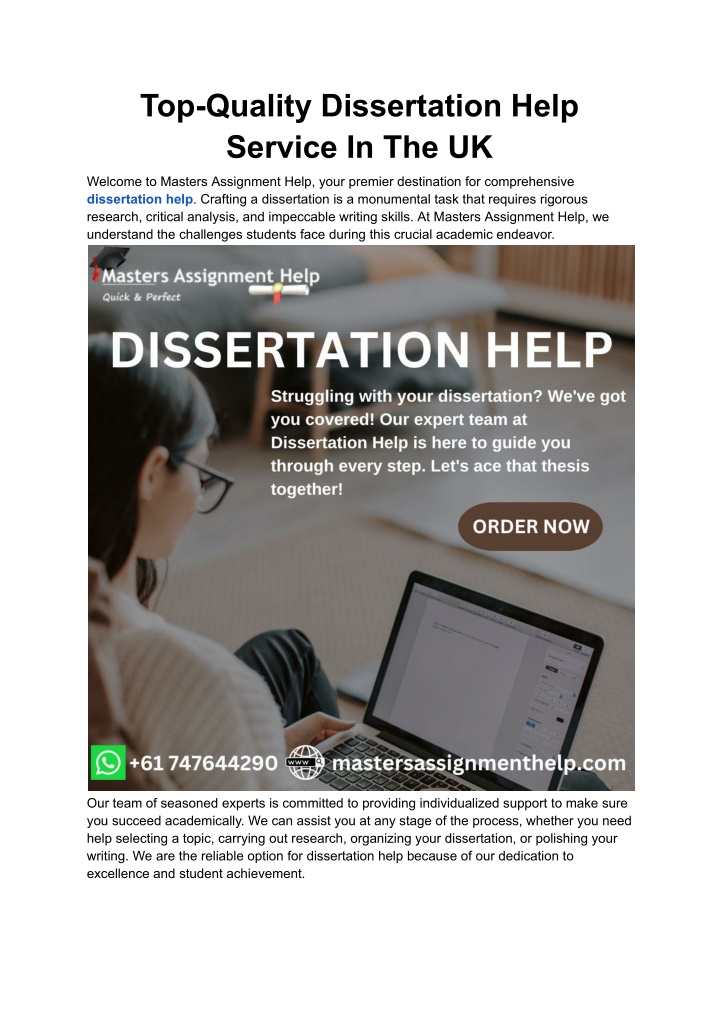 top quality dissertation help service in the uk