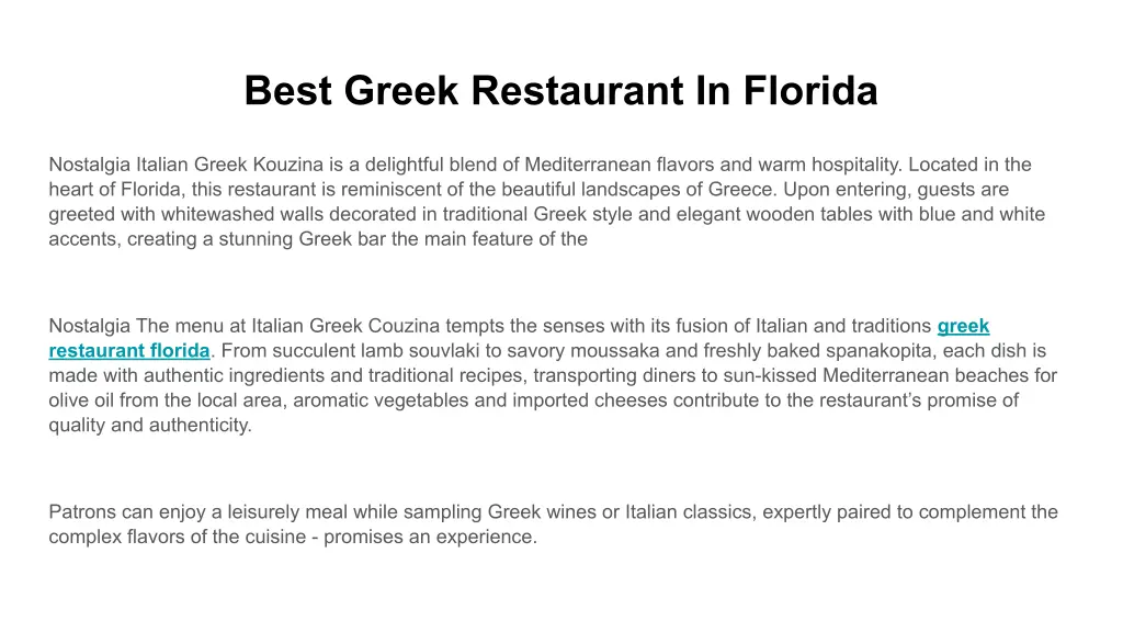 best greek restaurant in florida