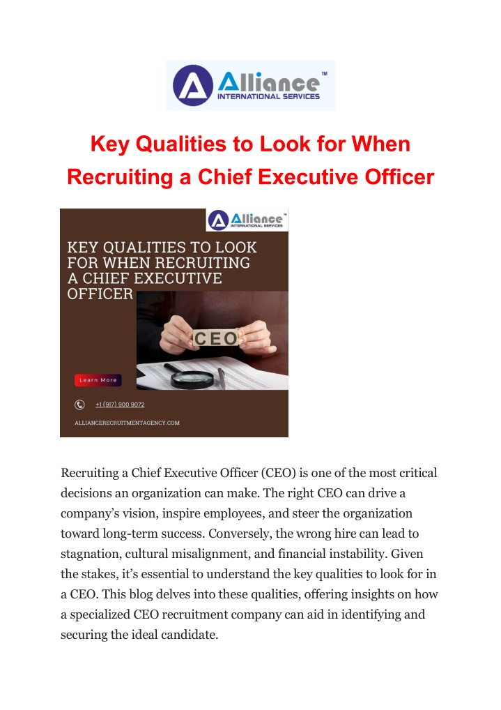 key qualities to look for when recruiting a chief