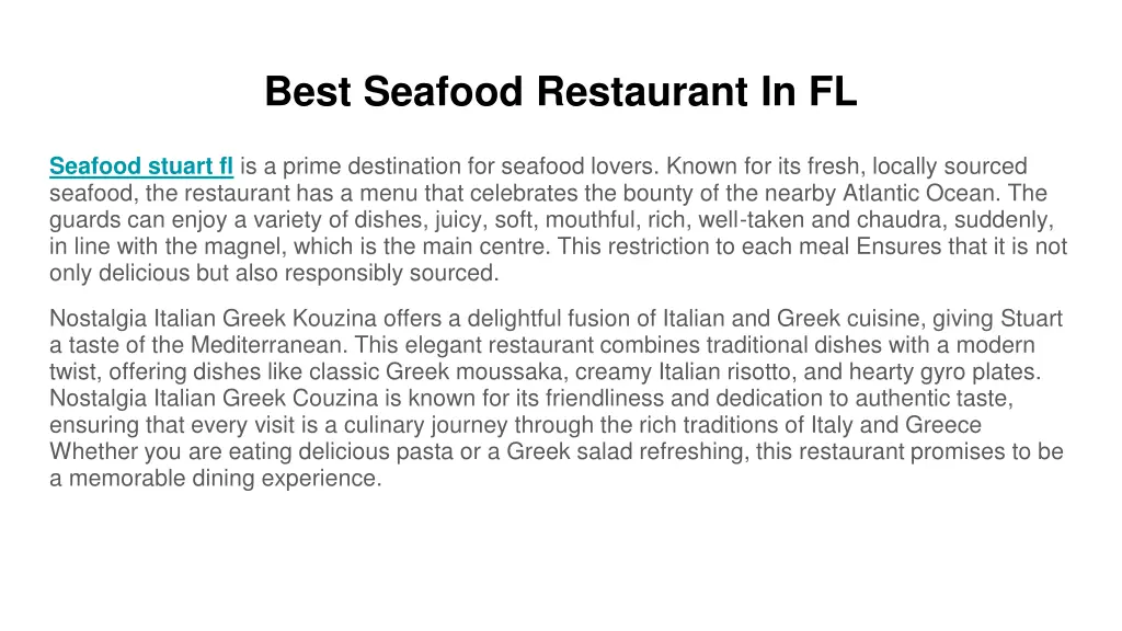 best seafood restaurant in fl