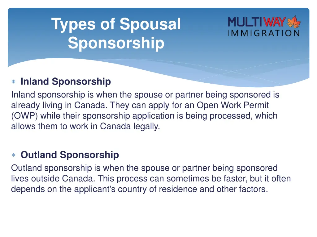types of spousal sponsorship