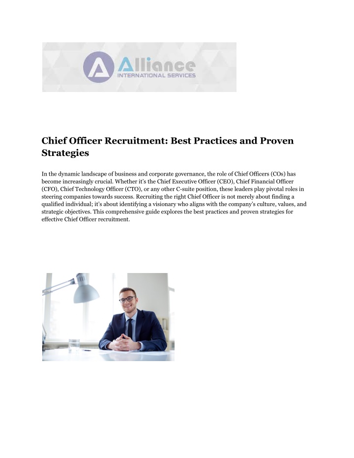 chief officer recruitment best practices