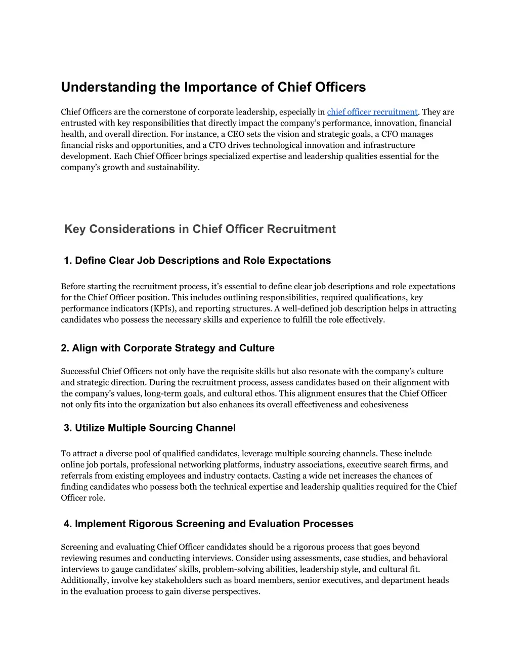 understanding the importance of chief officers