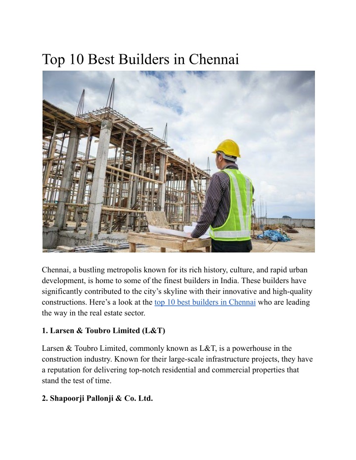 top 10 best builders in chennai