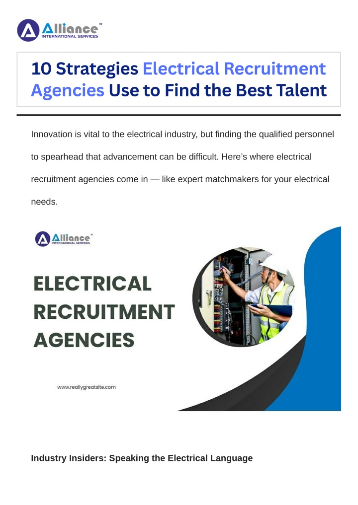 10 strategies electrical recruitment agencies