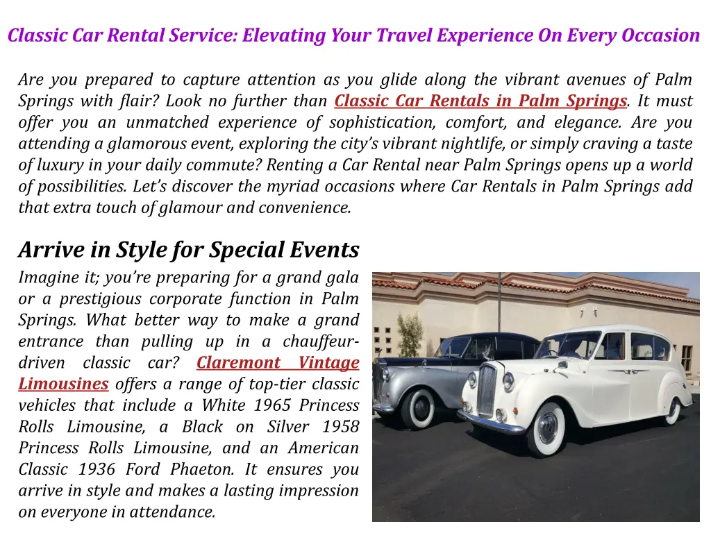 classic car rental service elevating your travel