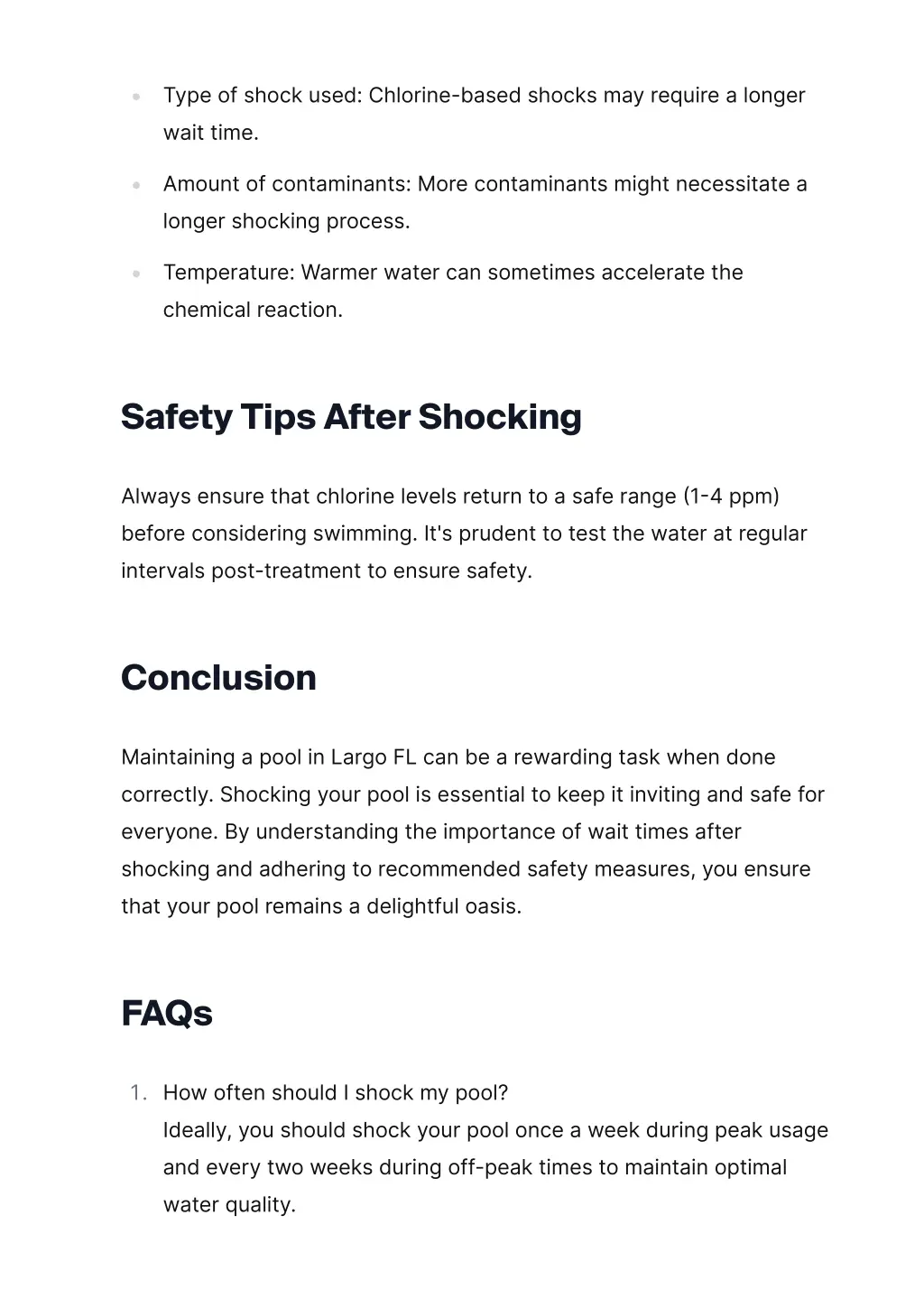 type of shock used chlorine based shocks